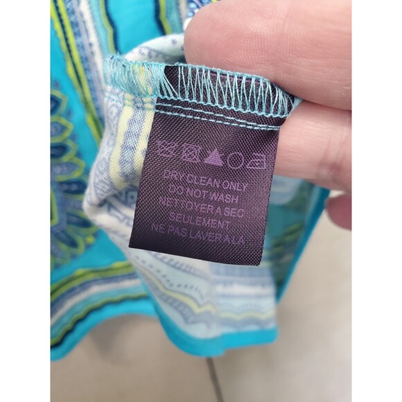 Hale Bob Blue Paisley Off-Shoulder Tie-Neck Long Sleeve Top Size Medium Boho - Picture 5 of 6